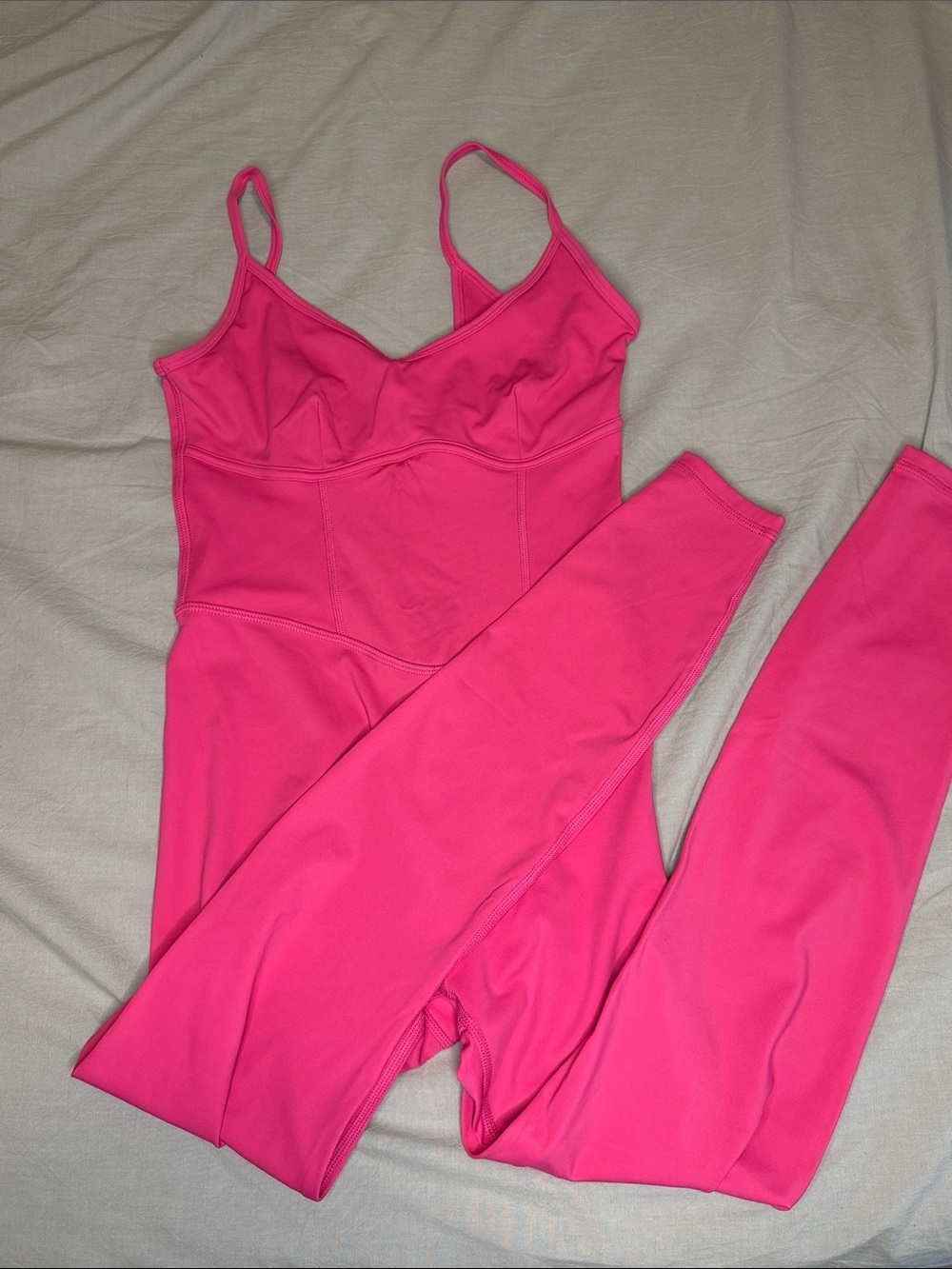JoyLab Bright Pink Seam-Detail Stretch Sports Jumpsuit